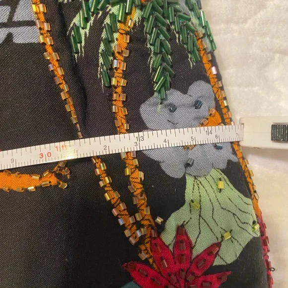 Tropical Print Handbag with Bamboo Handles - Picture 3 of 6